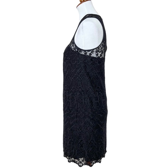 Joie Black Floral Scroll Lace Sleeveless LBD Sheath Mini Cocktail Dress - Picture 5 of 14